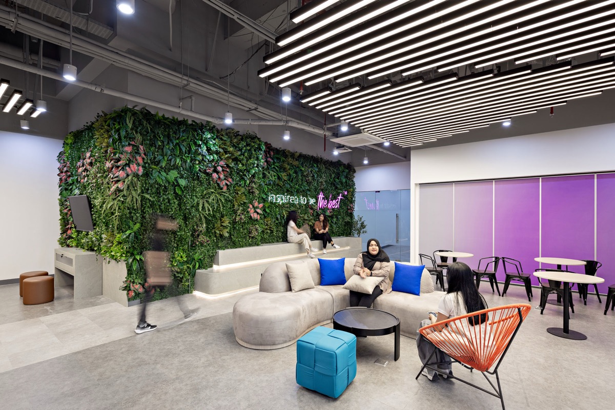 Contemporary work area in the Teleperformance Indonesia office